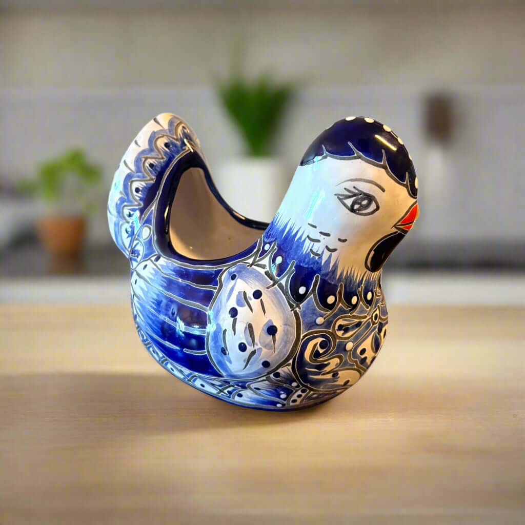 Blue & White Talavera Chicken Planter