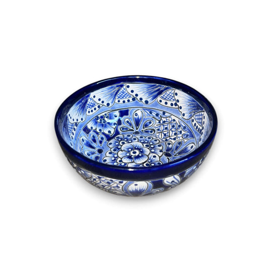 Blue & White Talavera Dinnerware Set | 12-Piece Set for 4 - hand-painted blue and white Talavera serving bowl, kiln-fired lead-free glaze