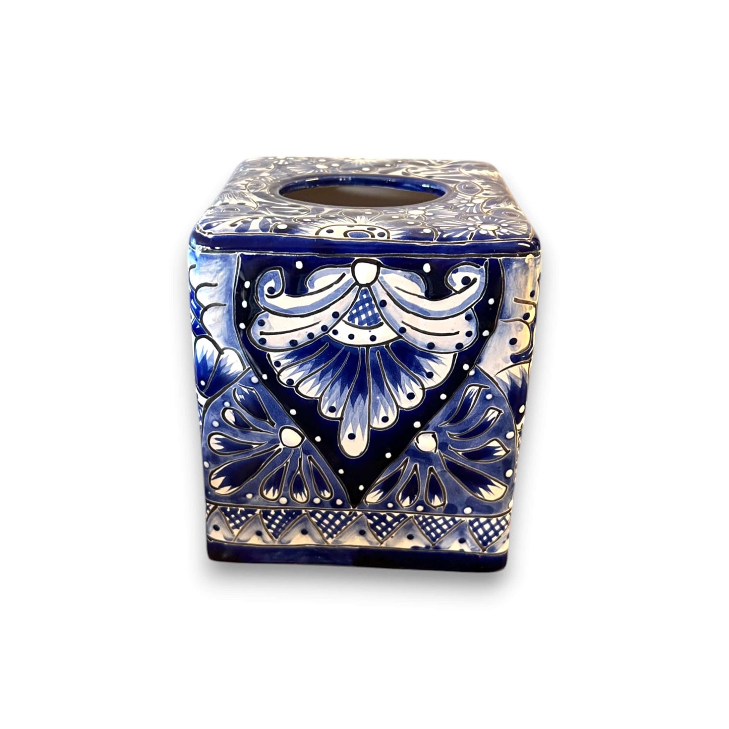 Blue & White Talavera Tissue Box Cover | Mexican Decor