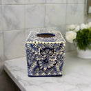 Blue & White Talavera Tissue Box Cover | Vibrant Mexican Decor - hand-painted Talavera ceramic tissue box with intricate blue floral patterns