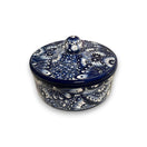 Blue & White Talavera Tortilla Warmer | Handmade Mexican Kitchenware - hand-painted kiln-fired blue and white Talavera tortilla warmer