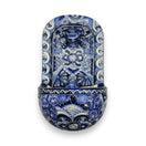Blue & White Talavera Wall Fountain | Handcrafted Mexican Ceramic - hand-painted blue and white floral ceramic wall fountain with lion-head spout