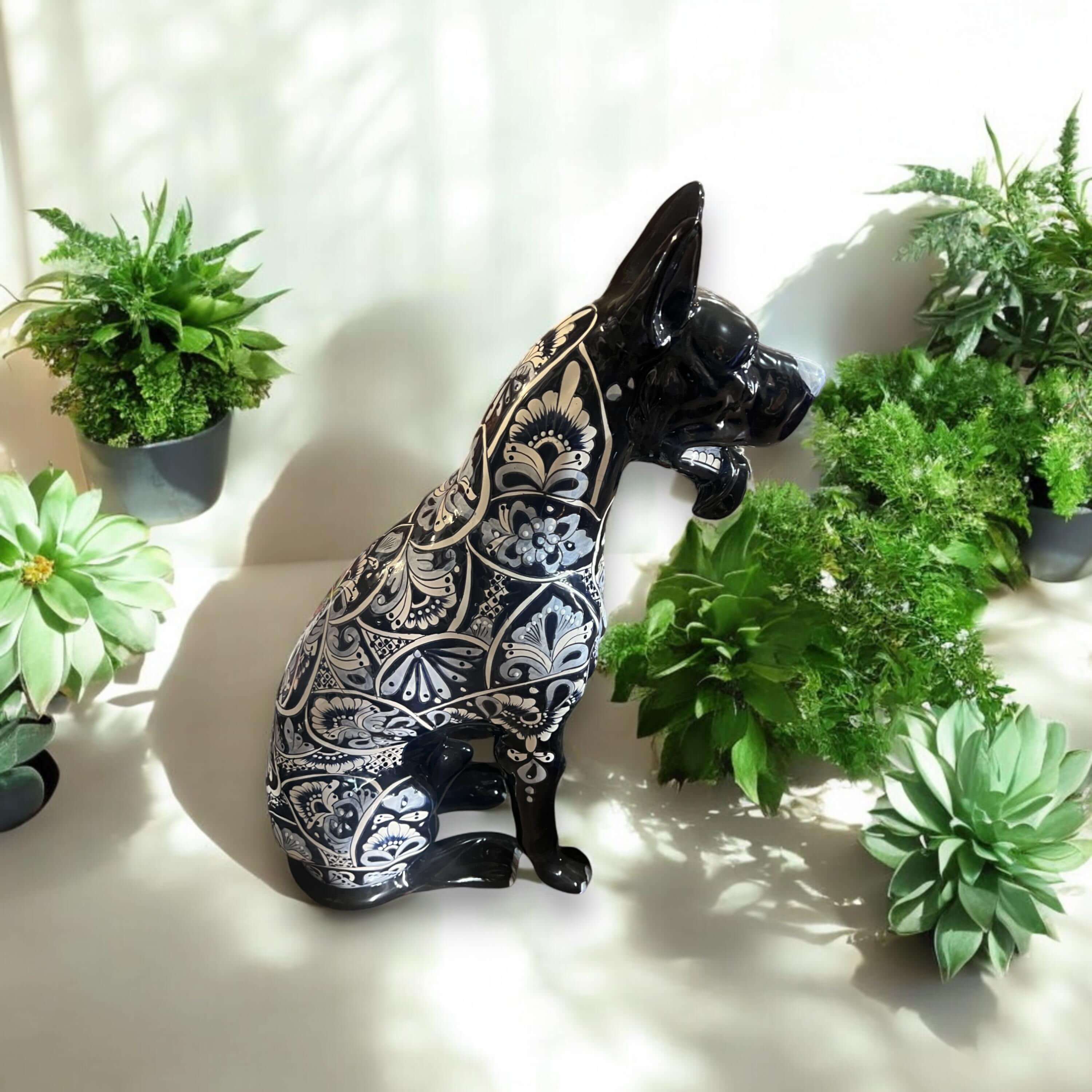 Blue & White Talavera Dog Statue