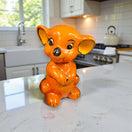 Bright Talavera Mouse Figurine | Mexican Folk Art Accent - glossy orange hand-painted Talavera mouse on kitchen countertop