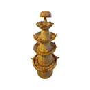 Brown and white tiered Talavera fountain shown against a white background