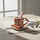 Brown heart mug with plate and cup and spoons set - lifestyle product view 2