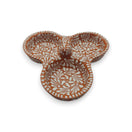 Brown & White Talavera 3-Section Serving Dish | Handcrafted Ceramic - brown glaze with white floral pattern, Mexican artisan three-section snack and dip tray