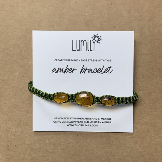 Erika Triple Amber Macrame Pull String Friendship Bracelet - Mexico