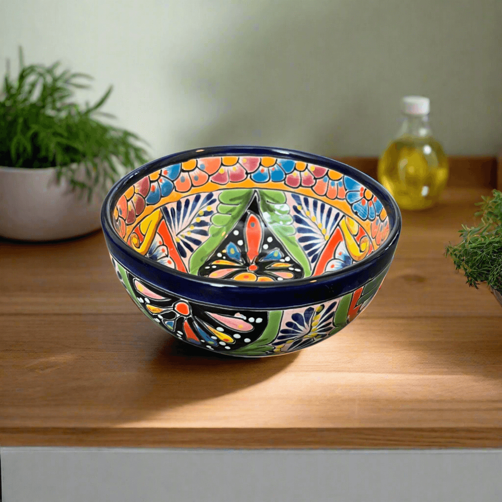 5" Colorful Talavera Ceramic Bowl | Mexican Dinnerware - hand-painted Talavera bowl from Guanajuato with vibrant floral design