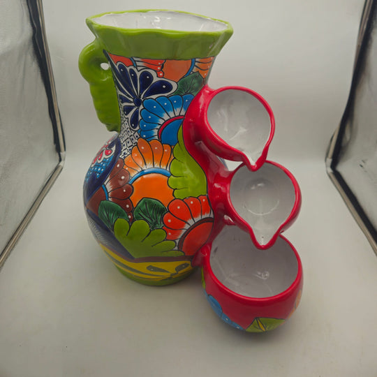 Colorful Green Rim Talavera Fountain — TGH-1310; actual product against its original background.