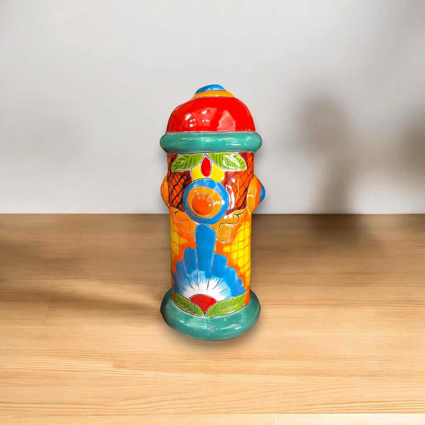 Vibrant Talavera Fire Hydrant Statue
