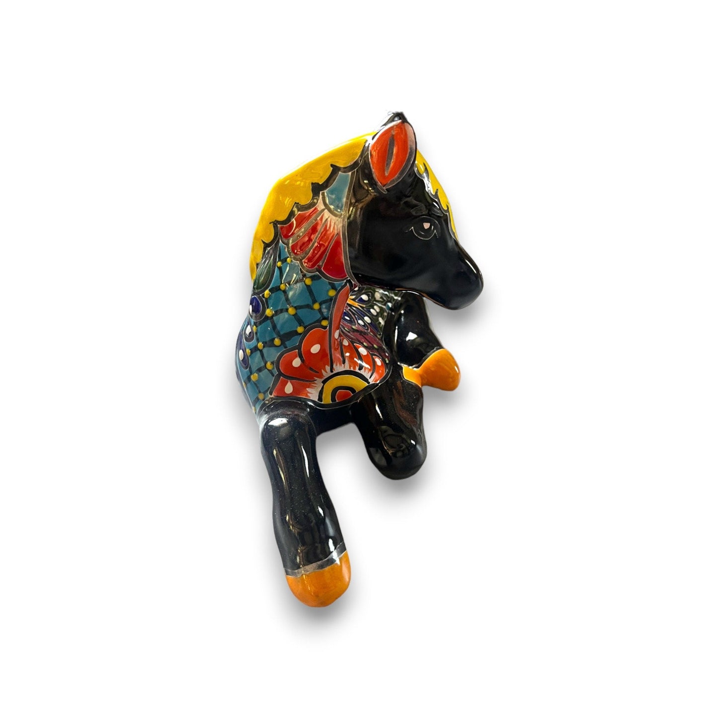 Colorful Hand-Painted Talavera Small Horse Statue Planter