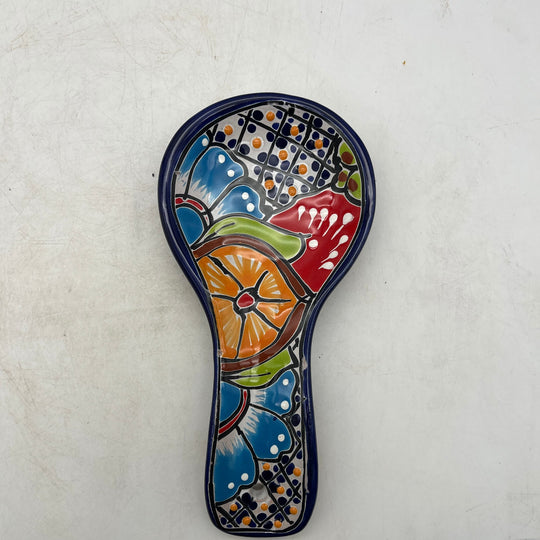 Colorful Mexican Talavera Utensil Rest — TGH-777; actual product against its original background.