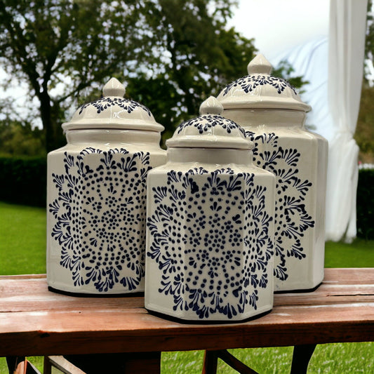 Colorful Talavera Canister Set | Handmade Mexican Pottery from Puebla