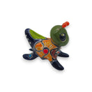 Set of 2 Colorful Talavera Crickets | Mexican Ceramic Art - hand-painted Talavera ceramic cricket in cobalt blue, yellow & red accent piece