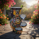 Colorful Talavera Fountain - lifestyle product view 2