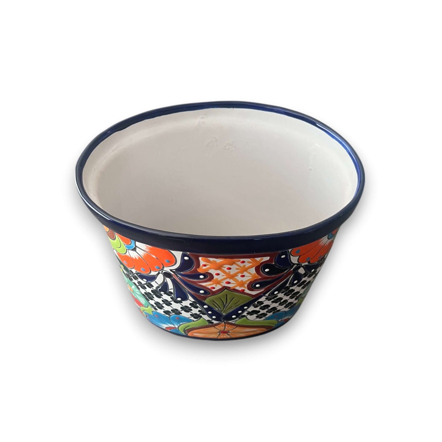 Colorful Talavera Trash Can | Handmade Mexican Waste Bin - oval hand-painted Talavera floral ceramic waste bin from Guanajuato, lead-free glaze