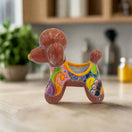 Colorful Talavera Poodle Planter | Mexican Hand-Painted Pottery - hand-painted Talavera poodle planter with bold floral swirls, lead-free glaze, Guanajuato