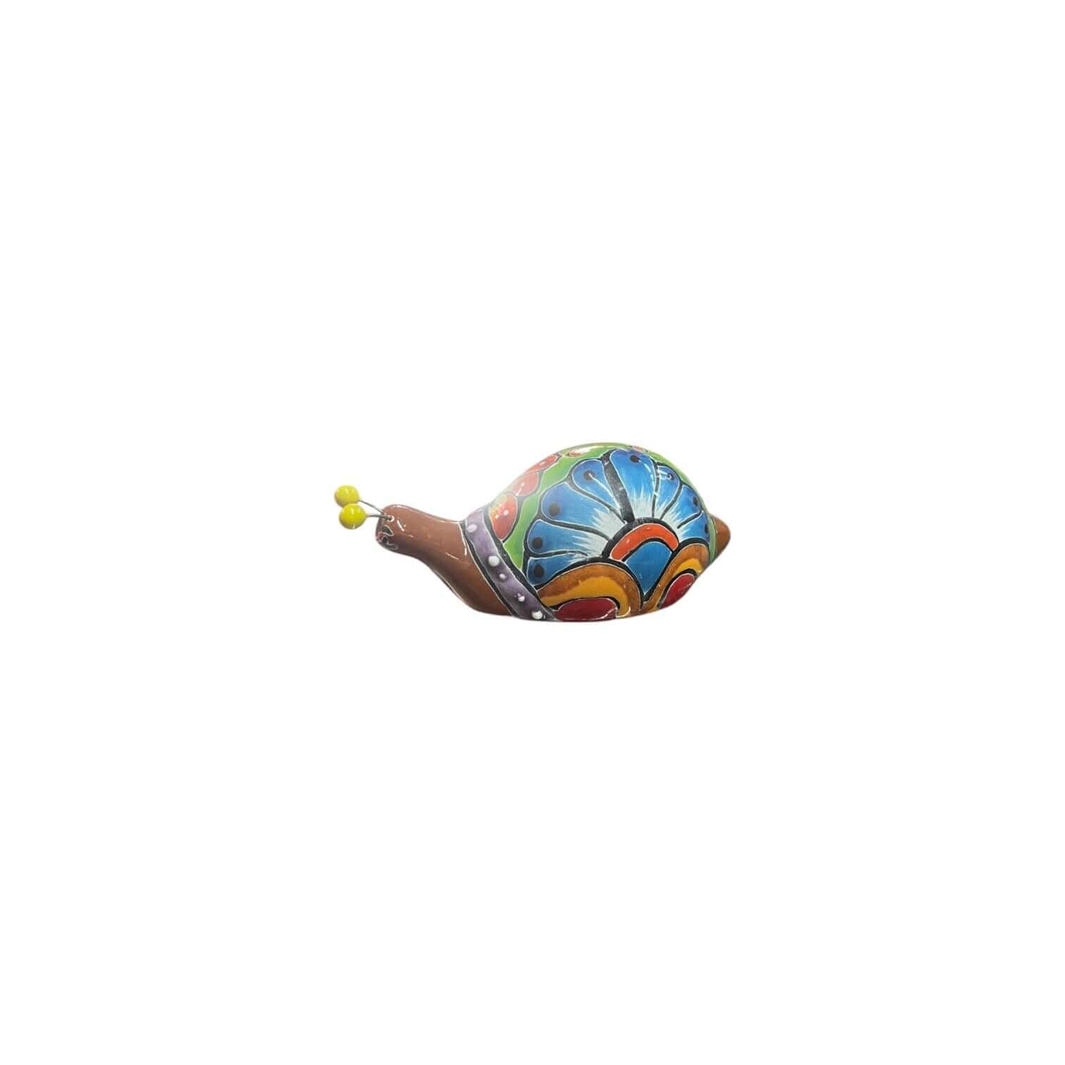 Colorful Talavera Snail Figurine - Garden Decor