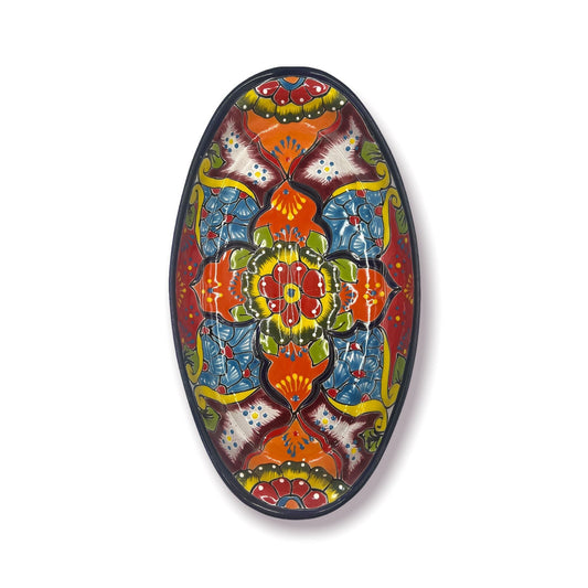 Colorful XL Oval Talavera Serving Platter | Hand-Painted Mexican Pottery 17.5"x10"