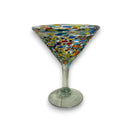 Confetti Pebbled Martini Glass | Hand-Blown Mexican Barware - hand-blown lead-free martini glass with colorful confetti pebble pattern