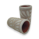 Cream Talavera Shot Glass | Handcrafted Mexican Ceramic - cream-toned hand-painted Talavera shot glass with white floral relief, kiln-fired, lead-free glaze
