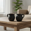Black Talavera Jarrito Mug | Handmade Mexican Clay Coffee Cup