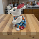 Talavera Bunny Statue | Colorful Hand-Painted Mexican Rabbit Decor