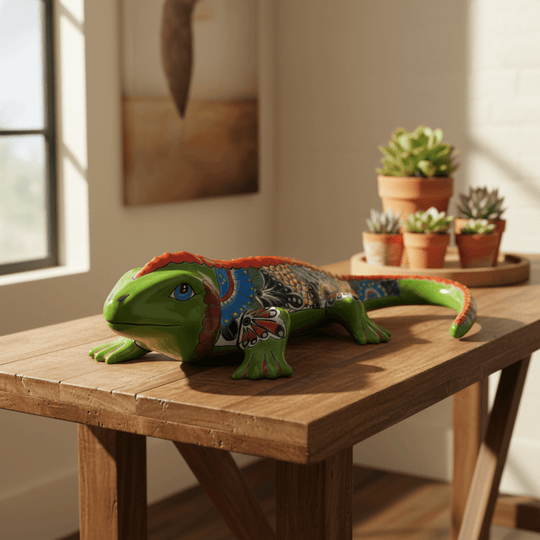 Extra Large Talavera Iguana Statue - lifestyle product view 1