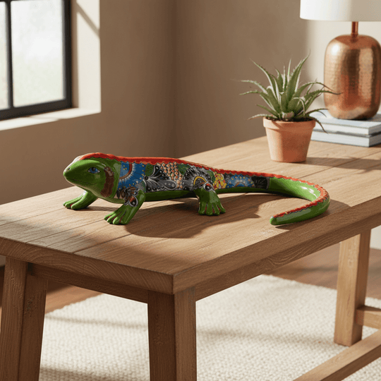 Extra Large Talavera Iguana Statue - lifestyle product view 3