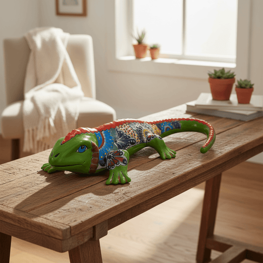 Extra Large Talavera Iguana Statue - lifestyle product view 4