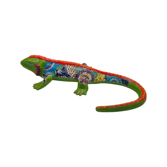 Extra Large Talavera Iguana Statue - white background product view 7