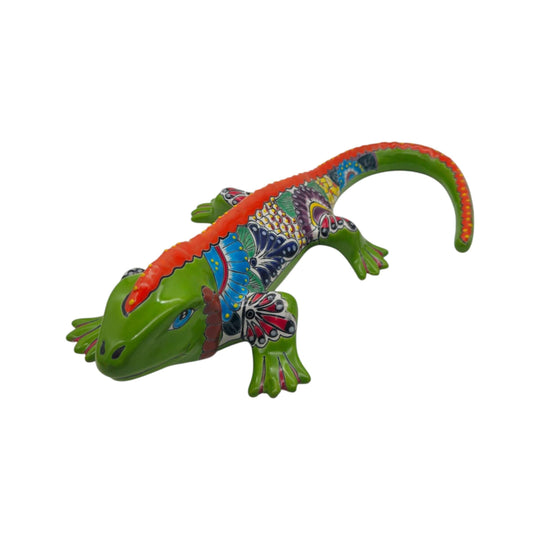 Extra Large Talavera Iguana Statue - white background product view 8