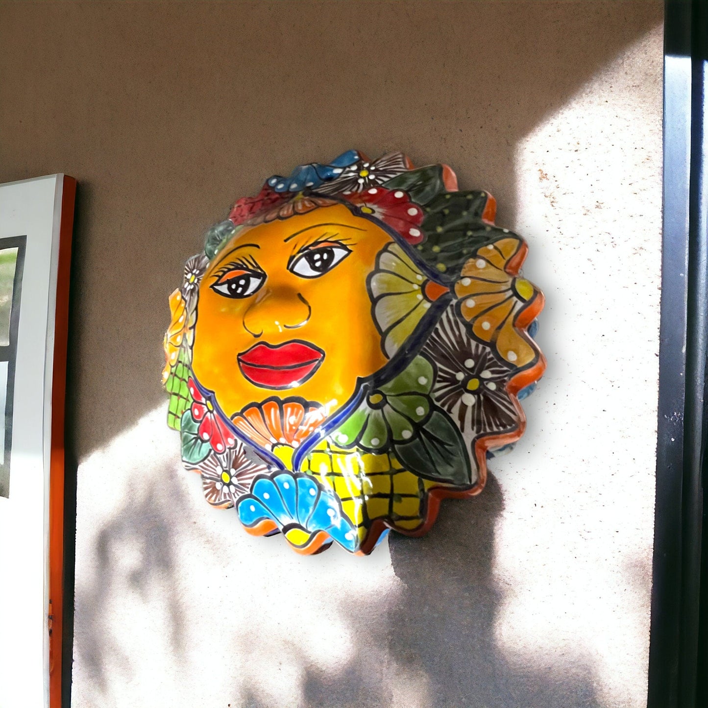 Extra Large Talavera Sun Wall Art | Handmade Mexican Decor