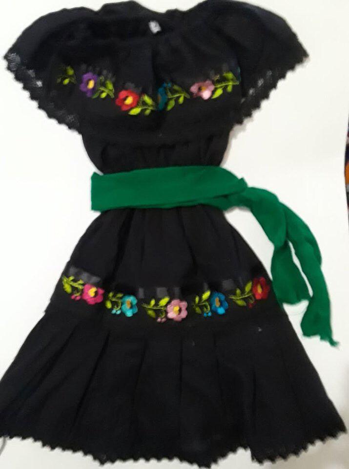 Floral Embroidered Black Dress | Traditional Mexican Clothing