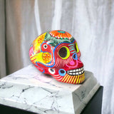 Guerrero Calavera Skull | Large Hand-Painted Day of the Dead Art - vibrant hand-painted Guerrero pottery skull from Guanajuato, kiln-fired, lead-free glaze