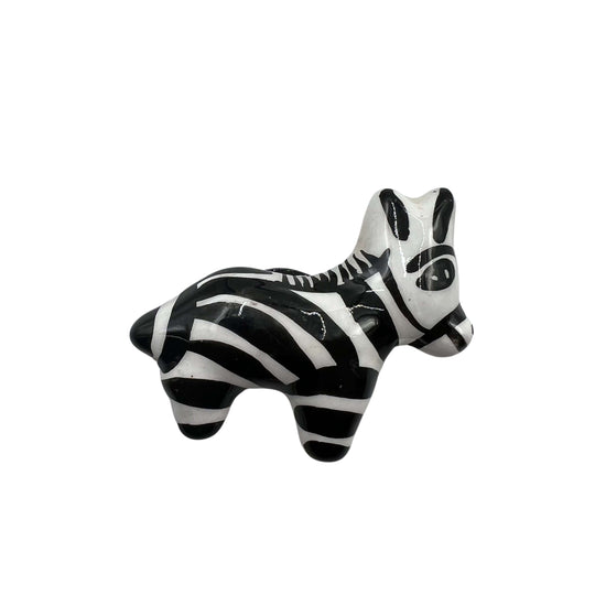 Guerrero Pottery Magnets | Assorted Mexican Fridge Magnets - hand-painted black and white zebra magnet from Guanajuato pottery collection