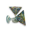 Confetti Pebbled Martini Glass | Hand-Blown Mexican Barware — hand-blown colorful pebbled martini glasses from Guanajuato, artisan barware