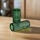 Mexican Double Shot Glass | Hand-Blown Green Swirl Barware - hand-blown green ribbed double shot glass from Guanajuato, vintage-modern barware