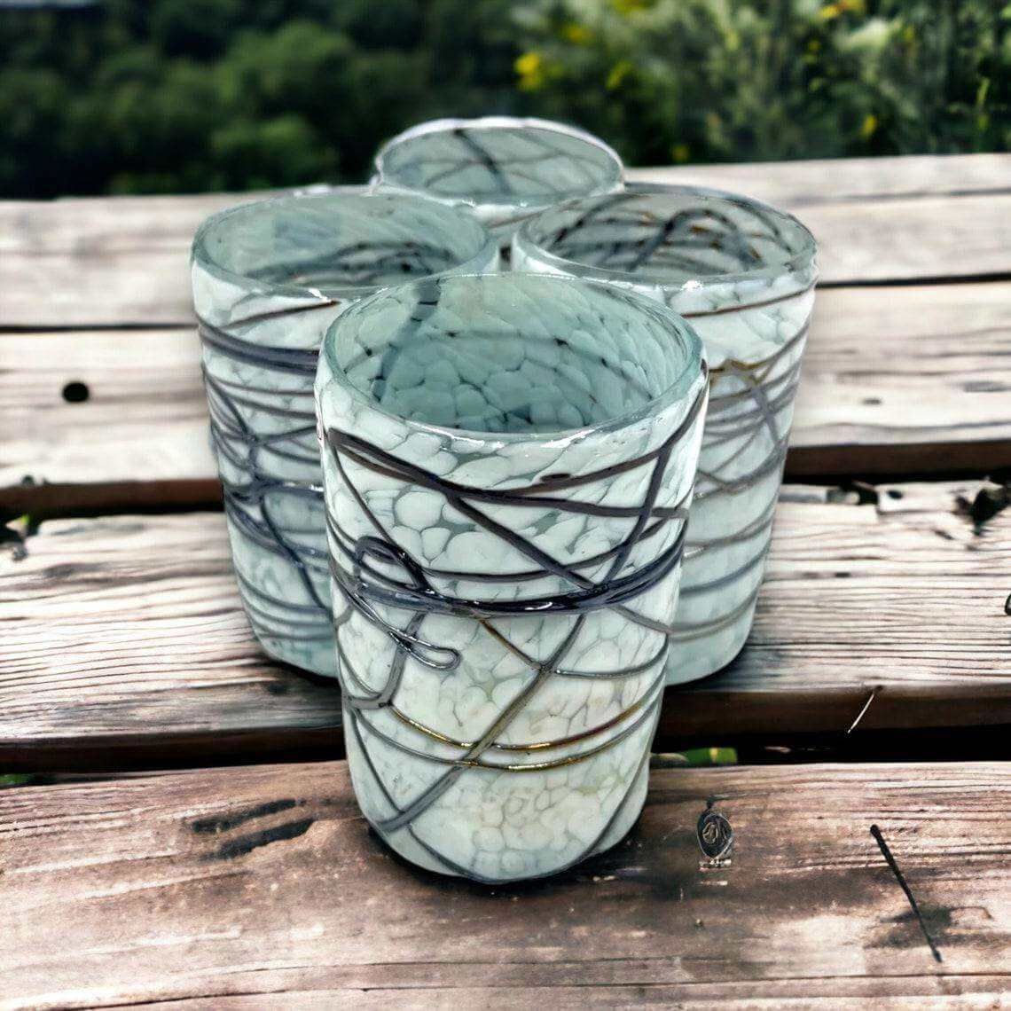 Hand-Blown Mexican Glass | White & Brown Design