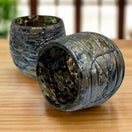 Mexican Stemless Wine Glass | Mocha Mix Design - hand-blown lead-free glass with artisanal mocha swirl from Guanajuato, Mexico