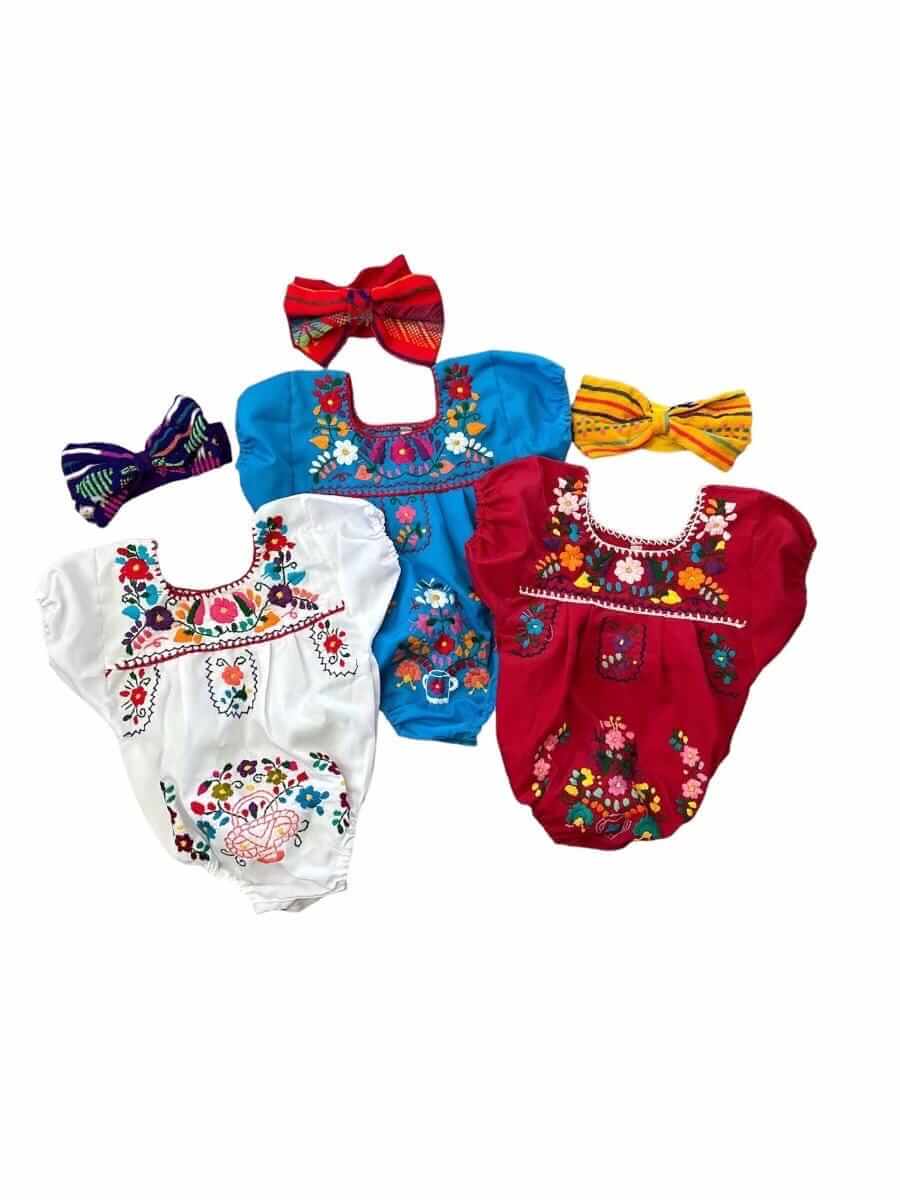 Puebla Baby Romper & Headband - Hand-Embroidered