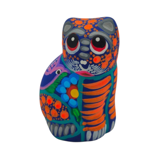 Alebrije Cat Figurine | Hand-Painted Mexican Folk Art with vibrant colors and intricate details