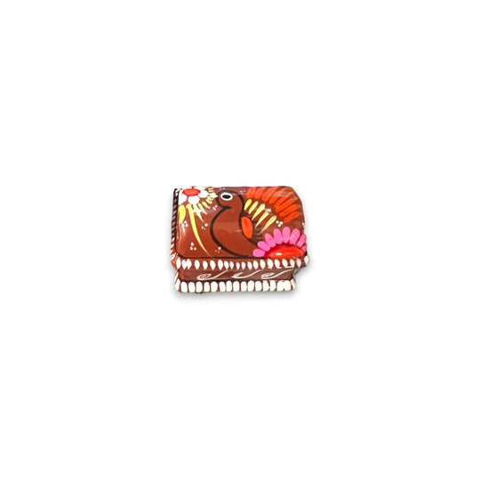 Colorful Hand-Painted Guerrero Jewelry Box | Mexican Ceramic Chest - small hand-painted Guerrero pottery chest with bird motif