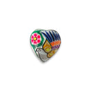 Hand-Painted Guerrero Heart-Shaped Jewelry Box | Mexican Ceramic Earring Holder - hand-painted heart ceramic earring holder with colorful floral and bird design