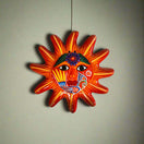 Hand-Painted Guerrero Sun Wall Art | Mexican Folk Decor - hand-painted Talavera sun with bold blues and radiant reds