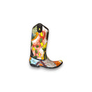 Talavera Boot Planter | Hand-Painted Mexican Flower Pot Art - hand-painted Talavera cowboy boot planter with vibrant red, green, blue floral patterns
