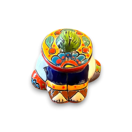 Talavera Salt and Pepper Shakers | Cactus & Panchito Design colorful hand-painted Panchito shaker, Mexican Talavera ceramic, cactus motif