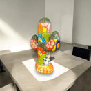 Colorful Talavera Cactus Sculpture | Mexican Ceramic Decor — hand-painted Talavera cactus with vibrant floral motifs and lead-free glaze