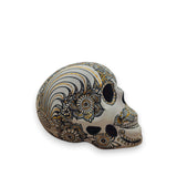 Talavera Calavera Skull | Hand-Painted Ceramic Decor - hand-painted black white gold floral Day of the Dead ceramic skull from Guanajuato